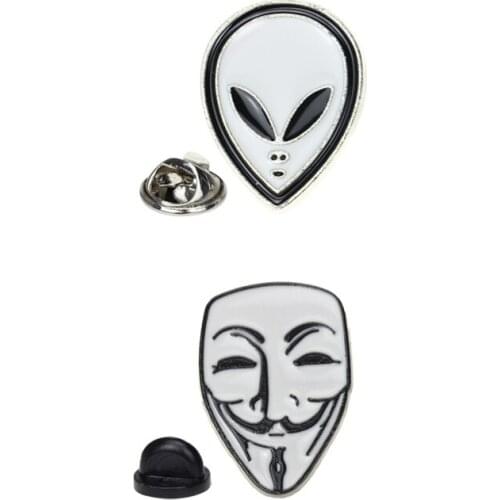 Punk style cool punk mask alien metal brooch hat bag DIY decoration cartoon accessories lapel pin gift for boyfriend