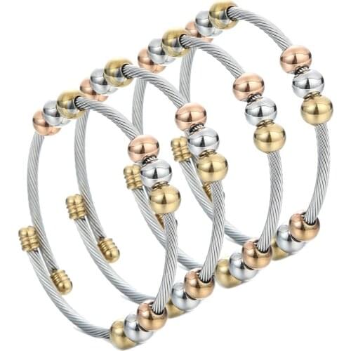 Stainless Steel Fashion Ball Beads Charm Bracelets For Men Women Bead Party Jewelry