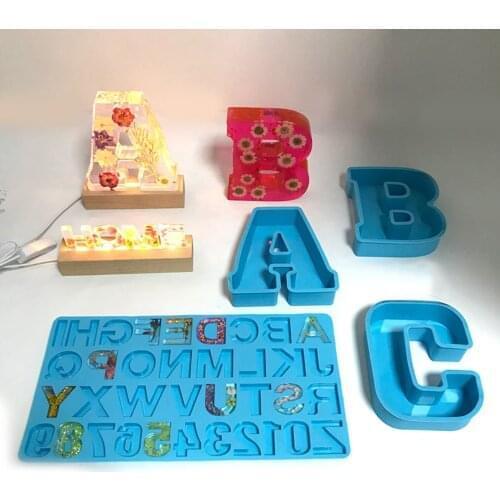 Fashion Jewelry Pendant Alphabet Epoxy Resin Mould English Letter Silicone Mold Keychain Pendant For Birthday Home Decoration