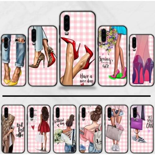 Fashion Girls High Heels Phone Case For Huawei honor Mate P 9 10 20 30 40 Pro 10i 7 8 a x Lite nova 5t