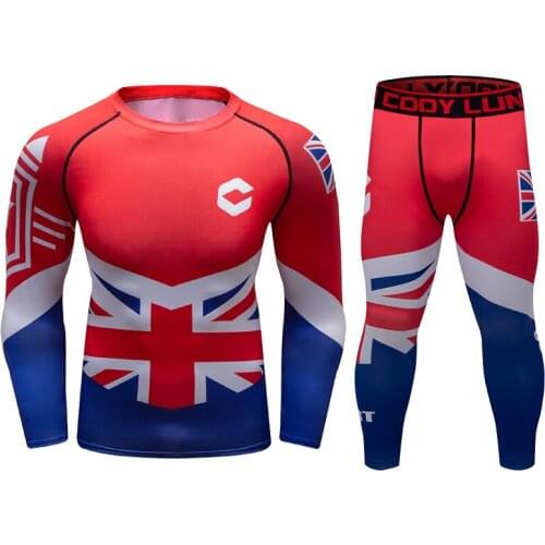 Full Sleeve Mens Leggings High Quality 3D Printed MMA Sets Males Tracksuit New Design