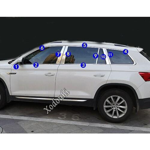 Car Sticker Styling Stainless Steel Glass Window Garnish Pillar Middle Column Trim Parts For Skoda Kodiaq 2017 2018 2019 2020
