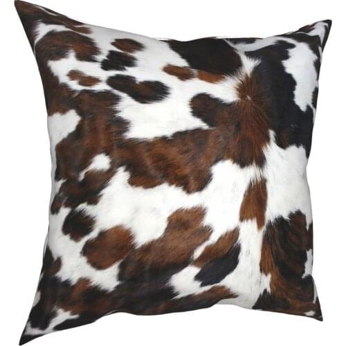 Cowhide Tan Texture Square Pillow Case Decorative Pillow Animal Fur Leopard Pattern Novelty Pillowcover Home Decor