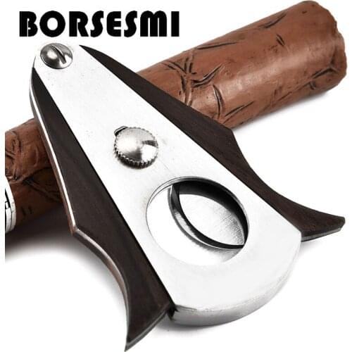 New 56Ring stainless steel cigar scissors with wood metal cigar cutter double blade Cigarette Scissor smoking accessories Cigar