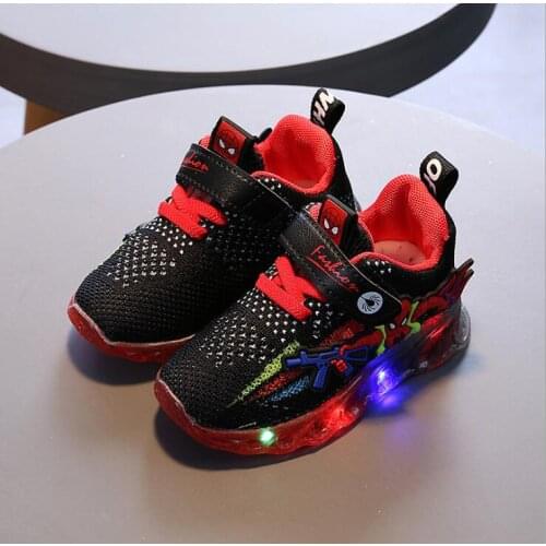 New Boys Sneakers Girls Spiderman Kids Led Shoes With Lights Sneaker Spring Autumn Shoes Children Toddler Baby Sneakers