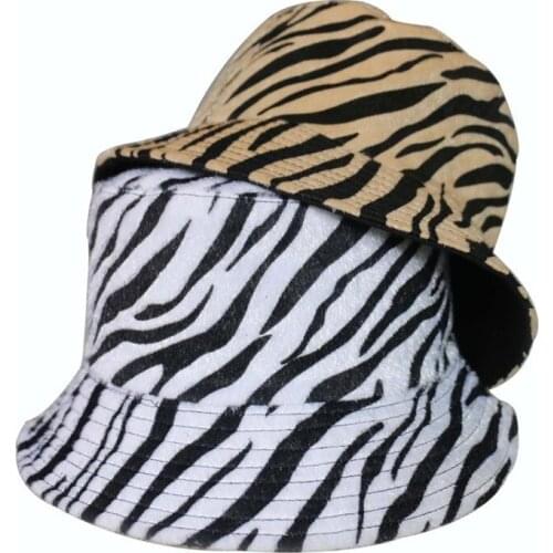 2020 Zebra Striped Print Bucket Hat Fisherman Hat Hip Hop Outdoor Travel Hat Sun Cap for Men Women