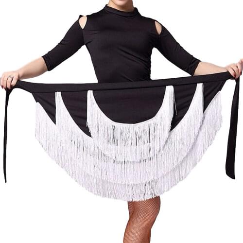 Latin Dance Dress Adult Women Sexy Apron Bottom New Tassel Skirt Dance Practice Irregular Hip Scarf