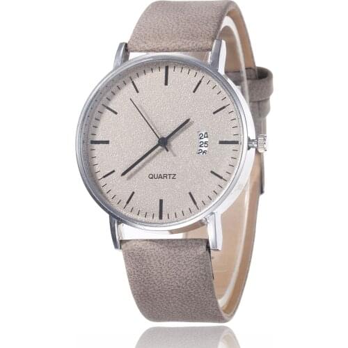 New Fashion Casual Watch With Calendar Frosted Leather Surface Strap Classic Luxury Unisex Solid Color Quartz Watch Reloj Mujer
