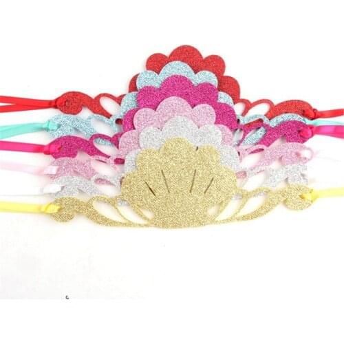 6pcs/lot New Sweet Girls Glitter Mermaid Headband Kids Satin Hairband Boutique Cute Party Princess Headdress
