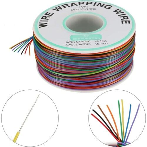 One Roll 8 Colors 30AWG Wire Wrapping Wire Tinned OK Line PCB Flying Jumper Wire Electrical Wire Insulation Cable PCB Soldering