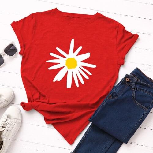 Plus Size S-5XL T Shirt Daisy Print Short Sleeve Tees 2020 Summer Women T Shirt Harajuku Tops Women Streetwear Woman T-shirts