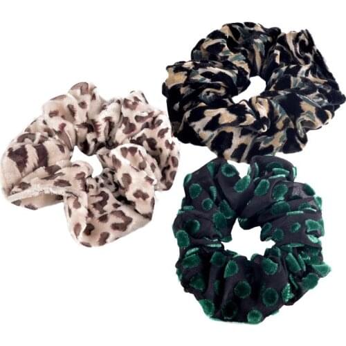 Hair Scrunchies Lady Stretch Scrunchie Velvet Women Elastic Hair Bands Girls Headwear Leopard Hair Ties Accessories
