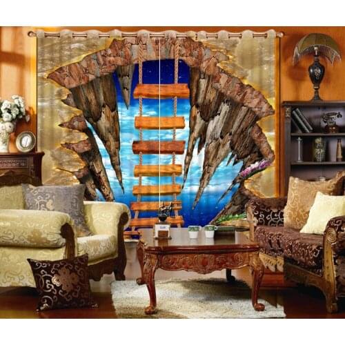 Customized size Luxury Blackout 3D Window Curtains For Living Room stairs blue sky curtains