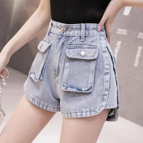 Womens shorts Summer Fashion Denim Cotton Pocket Splicing Irregular Ladies Skinny Super Short Jeans