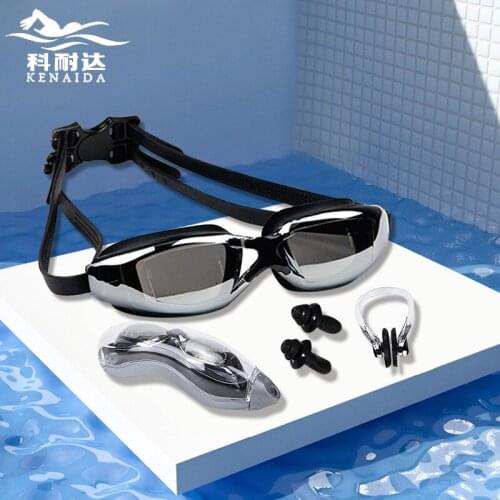 Silicone myopia goggles big frame waterproof and anti-fog electroplating goggles customized spot