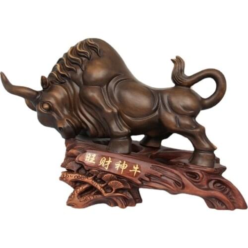 Wall Street Bull OX Figurine Sculpture Charging Stock Market Bull Statue Home Office Decoration Gift