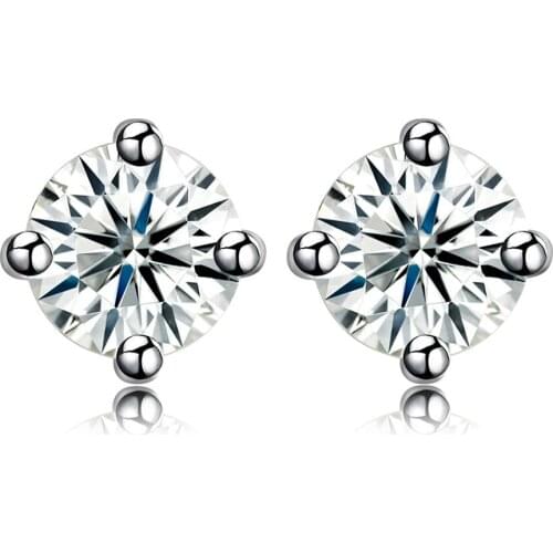 ZEMIOR Clear Cubic Zirconia 925 Sterling Silver Stud Earrings For Women Simple Four Claws Earring Party Fine Jewelry New Listing