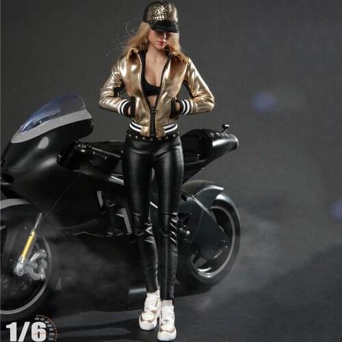 1/6 Scale Sexy Female Accessory 1/6 Locomotive Girl Costume Fashionable Motorcycle Girl Leather Suit Shoes Model for 12'' Body