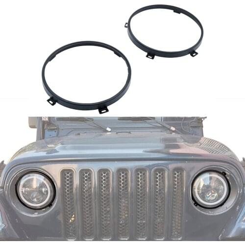 1 Pair Black Round Headlamp 7" Inch Headlight Mounting Ring Trim Bracket For Jeep Wrangler JK TJ Install Support Mount Bracket