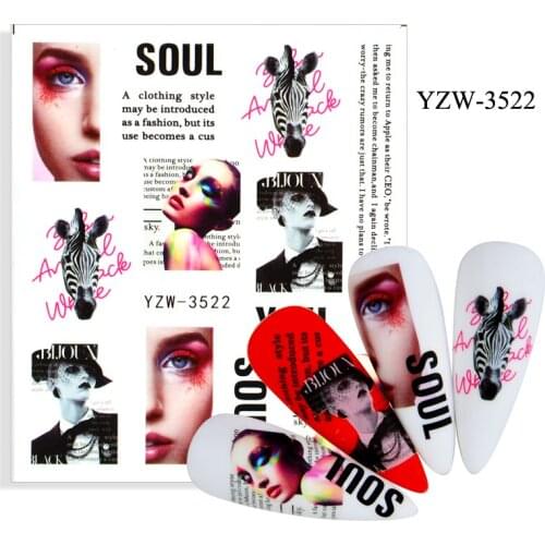 WUF 1 PC Valentines Manicure Love Letter Flower Sliders for Nails Inscriptions Nail Art Decoration Water Sticker Tips