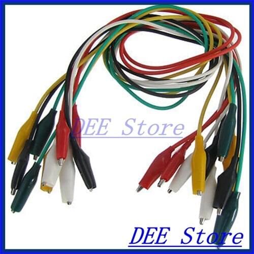 10 Pcs Colorful Insulating 35mm Alligator Clip Test Lead Cable 45cm 1.5Ft