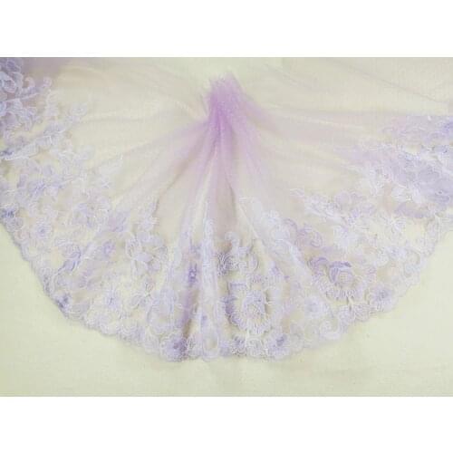 13Meters 24cm Purple Embroidered Mesh Tulle Lace Trim Garment Laces Floral Trimmings DIY Sewing Accessories Free Shipping