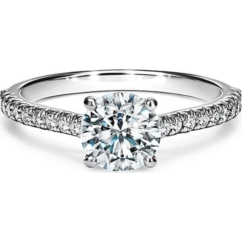 18K Au750 White Gold Women Wedding Party Engagement Ring 1 2 3 4 5 Carat Round Moissanite Diamond Ring Trendy Cute Classic