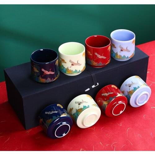 2/Pcs Homeowner ceramic tea cup tasting tea kung fu tea set accessories office reception guests celadon white crane teaware