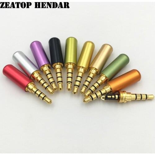 50Pcs Aluminum 3 4 Pole 3.5mm Stereo Earphone Jack 3.5mm Male Plug Gold Plated Wire Connector for Earphone DIY Repairing