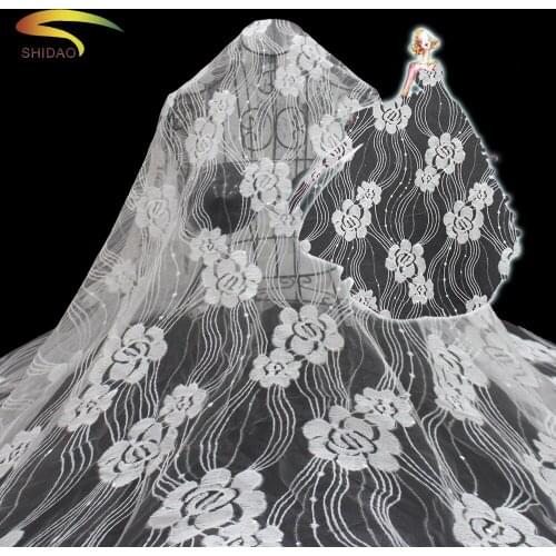 African shredded milk white lady dress lace textiles