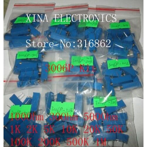 FREE SHIPPING 11valuesx10pcs=110pcs 3006P High Precision 3006 Variable Multiturn kit