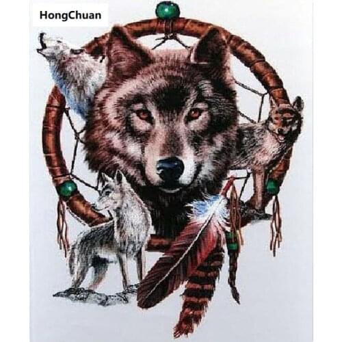 Fast delivery 5D diamond painting wolf wind chime DIY mural square rhinestone mosaic round embroidery home decoration gift