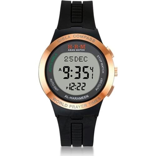 Azan Watch for Muslim with Prayer Alarm and Qibla Compass Islam Adhan Time Wristwatch Including Hijri Calendar Sportswear