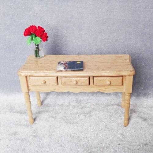 G08-X602 children gift Toy 1:12 Dollhouse mini Miniature rement Furniture wooden desk with drawer 1pcs