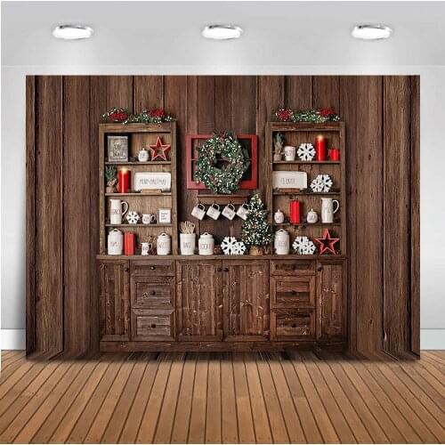 Photography Backdrop Christmas Kitchen living room Background Wood Cupboard Photo Studio Child Cook Photobooth Photocall