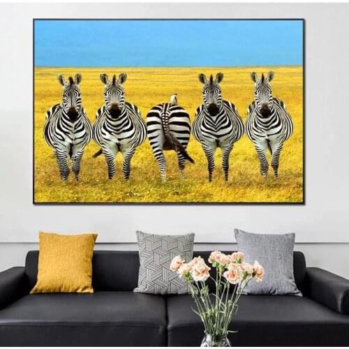 Interesting Zebra Poster Painting Prints HD Pictures Printed on Canvas Used for Boy Home Room Aesthetics Decoration Wall Art