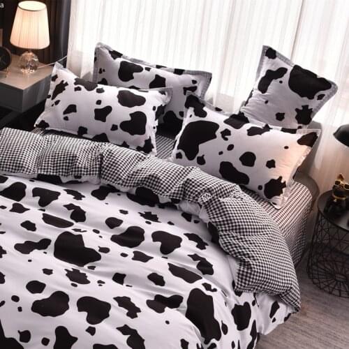 White Cow Pattern Bedding Set Nordic Double Twin Bedspread Duvet Cover Set Home Decor Bed Linen Set Bedclothes Bedding Set