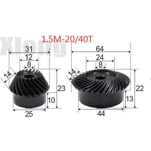 1.5M-20 / 40Teeths 1: 2 Ration Precision Spiral Bevel Gear Spiral Bevel Gear
