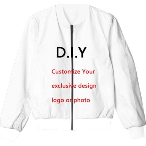 Your Own DIY Custom 3D Print Bomber Jackets Thick Coat Zipper Flight Jacket Men Unisex Casual Harajuku Women Outwear