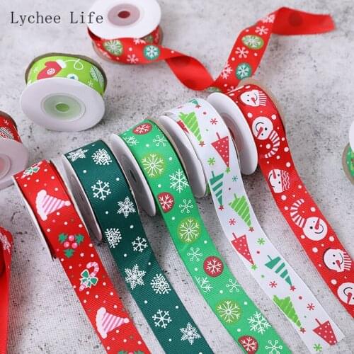 Lychee Life 10Yards/roll Christmas Snowman Cartoon Ribbon DIY Handmade Ribbons For Crafts Custom Ribbon Decoration Trims Sewing