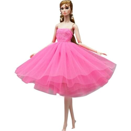 Sweet Pink Short Ballet Dress For Barbie Doll Outfits Party Dress Gown Vestidoes Clothes For Barbie Dolls 1/6 Doll Accessories