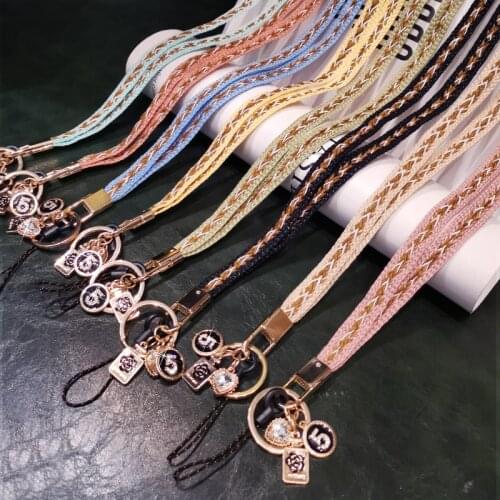 Mobile phone lanyard, hanging neck pendant Strap Removable keychain Pendant long Chain badge U disk Anti-lost Rope