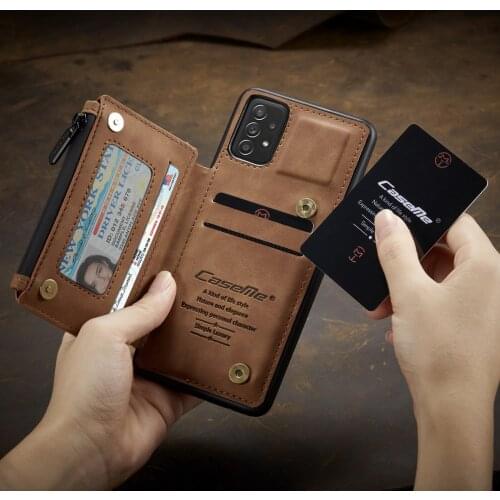 Fashion Zipper Purse case for Galaxy S10E S10 Plus S9 Plus S8 Note 9 Note 10 20 Leather Wallet Cover Anti-knock luxury Cases