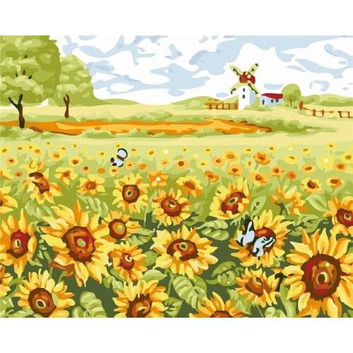 Sunflower Sky Paint By Numbers Kits For Adult Diy Canvas Painting For Adults Beginner With Frame Picture Color By Numbers