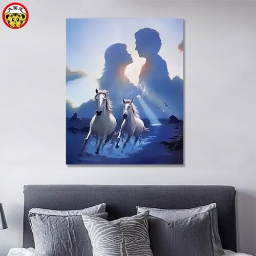 Painting by numbers art paint by number Passionate love landscape character air lover animal horse living room decora
