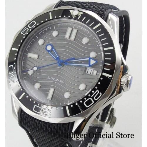2019 New Sterile Mens Watch Sapphire Crystal With Wave Pattern Stainless Steel Watch Case Round Wristwatch