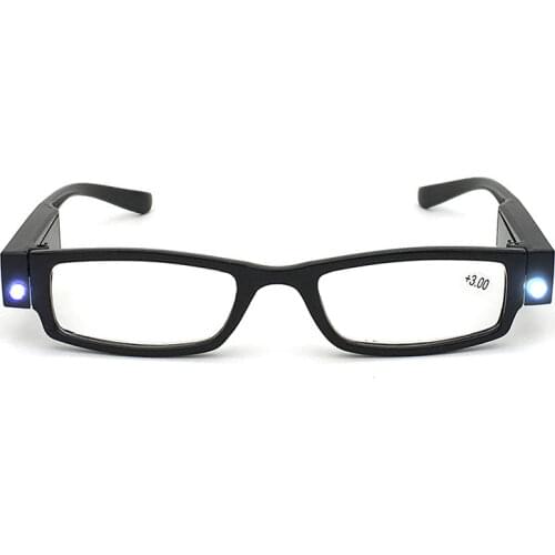 LED Reading Glasses with Light Reading Glasses Money Detector Glasses Special Full Frame Reading Mirror with Bendable Temples