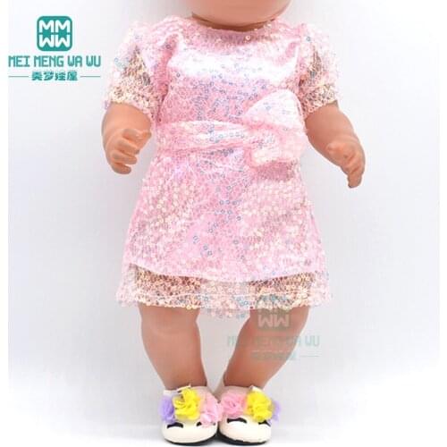 Clothes for dolls fits 43cm new born doll and American doll Sequined mesh princess dress