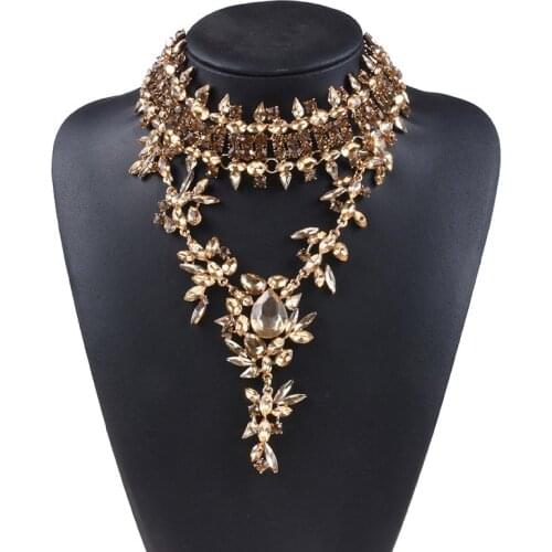 Austria Crystal Big Bib Collar Pendants Necklaces Women Charm Jewelry Maxi Choker Necklace Womens Statement Chunky Best Friend