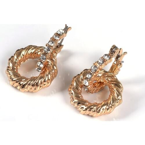 Punk ZA Geometric Maxi Drop Earrings Women Gold Color Metal Statement Earrings Party Show Jewelry Accessory Christmas Gift